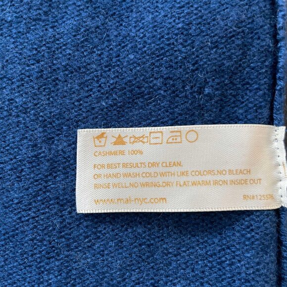 100% Cashmere V-Neck Tunic Sweater Royal Blue Sz L - Picture 7 of 11